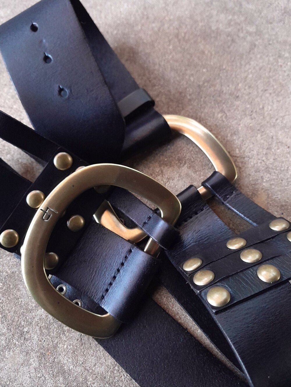 Linea Pelle leather extra wide waist belt  large